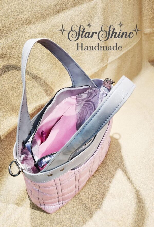 Sparkling Grey and Pink Coupeville Tote. Interior View