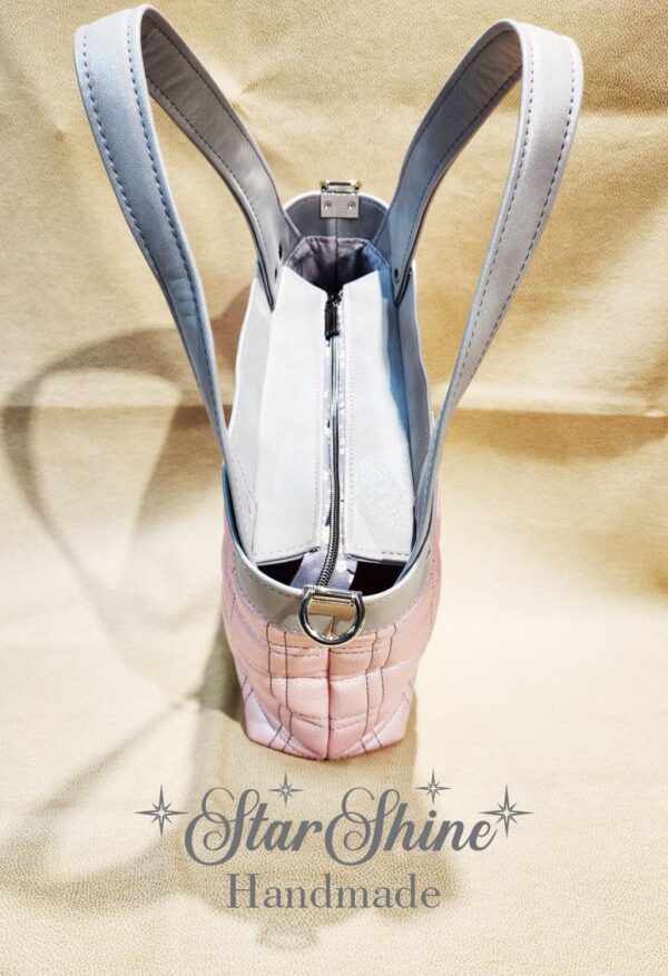 Sparkling Grey and Pink Coupeville Tote. Top View