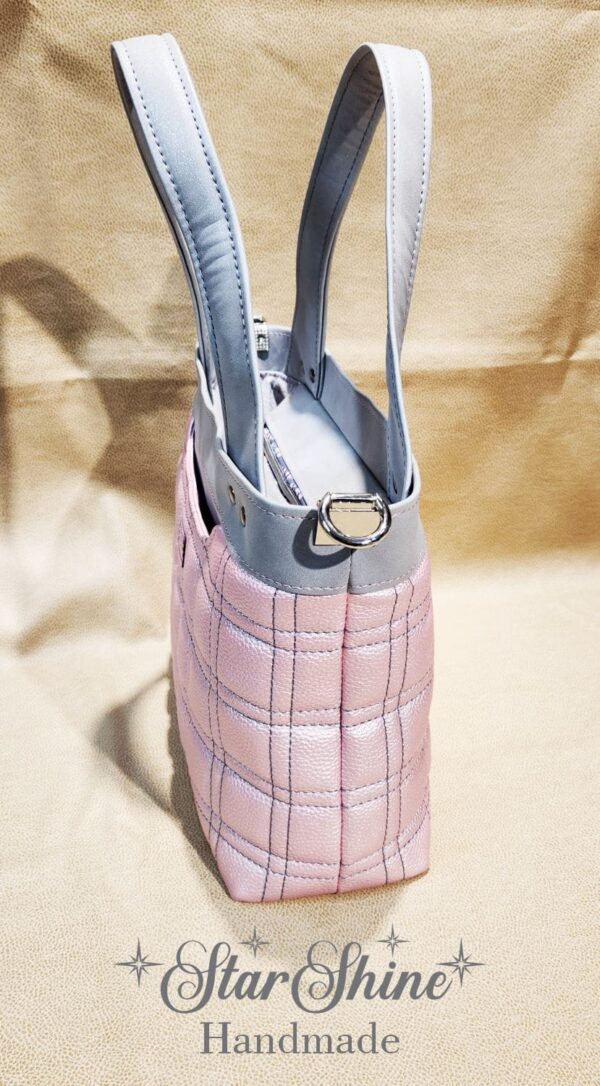 Sparkling Grey and Pink Coupeville Tote. Side View