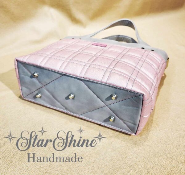 Sparkling Grey and Pink Coupeville Tote. Bottom View