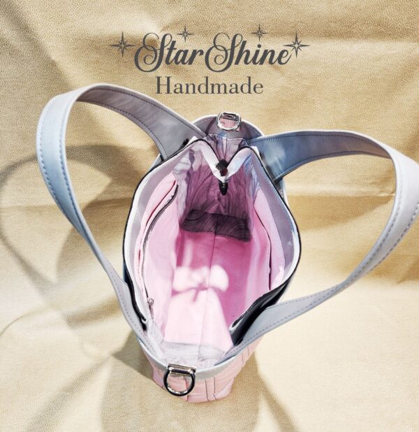 Sparkling Grey and Pink Coupeville Tote. Interior View