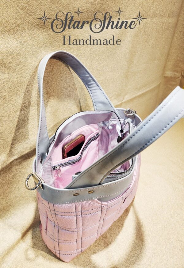 Sparkling Grey and Pink Coupeville Tote. Interior View