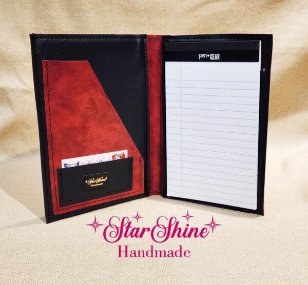 Red Faux Leather Wine Workout Notebook. Interior View