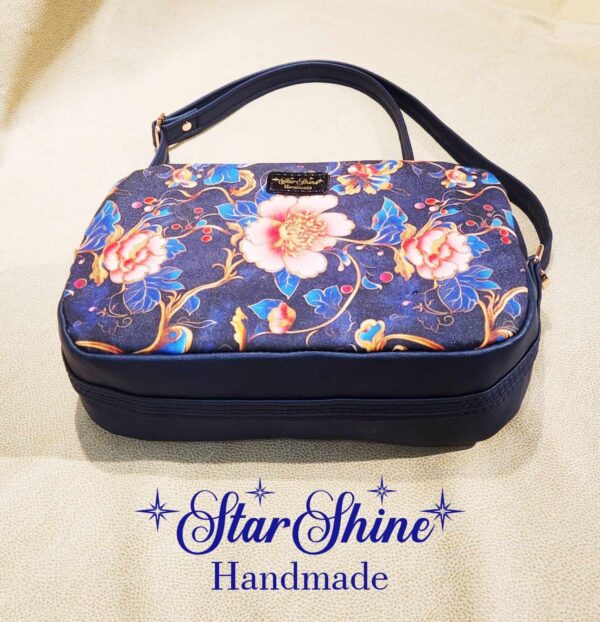 Blue Floral and Rose Gold Catalina Crossbody. Bottom View