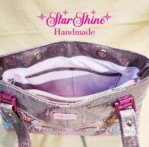 Colorful Artisan Sweetheart Handbag. Interior View.