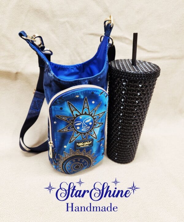 Full front view of Blue Sun and Moon H2o2Go Crossbody Bag.