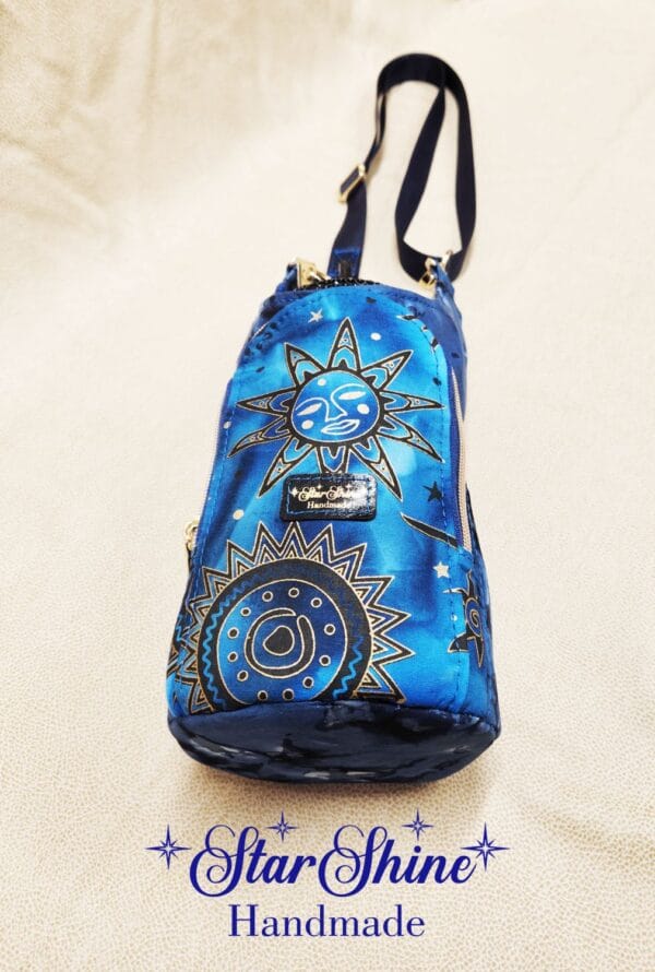 Full rear view of Blue Sun and Moon H2o2Go Crossbody Bag.