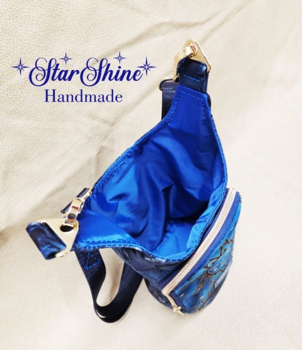 Interior view of Blue Sun and Moon H2o2Go Crossbody Bag.
