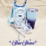 Front view of Light Blue Marbled H2o2Go Crossbody Bag