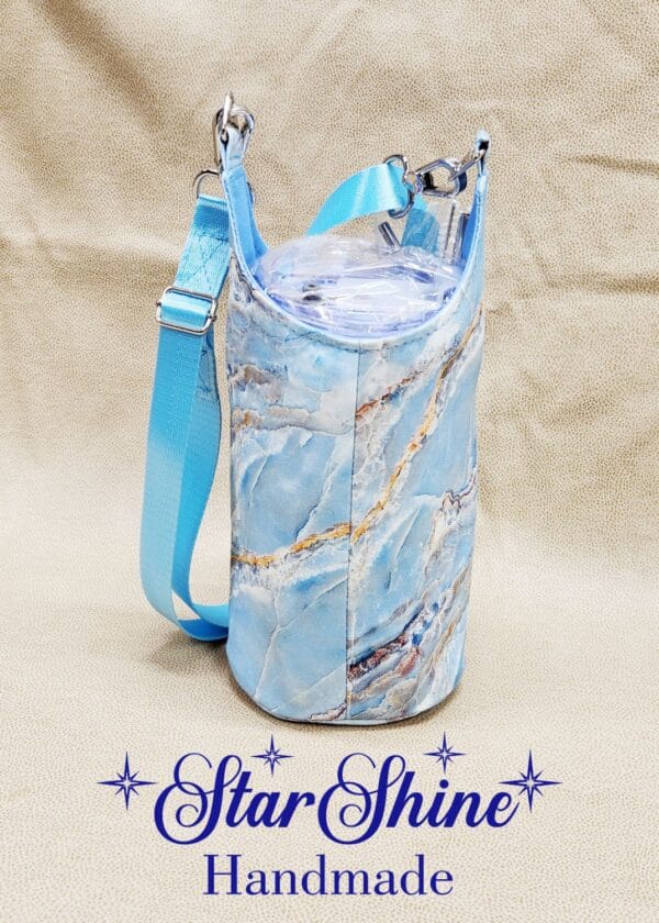 Rear view of Light Blue Marbled H2o2Go Crossbody Bag