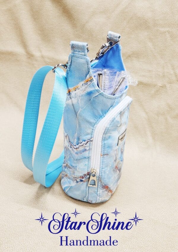 Side view of Light Blue Marbled H2o2Go Crossbody Bag
