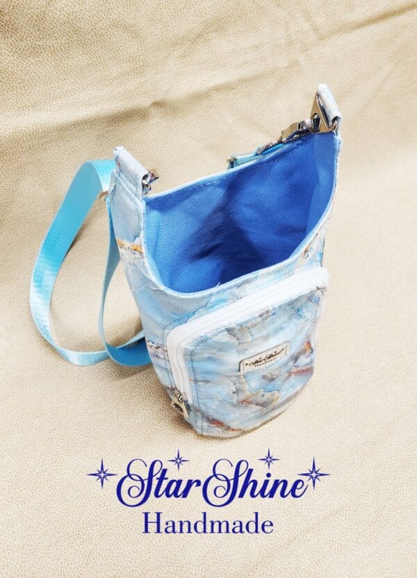 Interior view of Light Blue Marbled H2o2Go Crossbody Bag