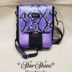 Purple and Black Snakeskin Mini Mallory Crossbody. Full View.