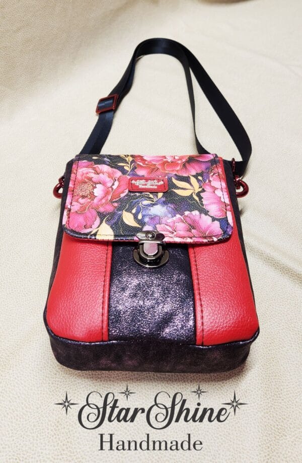Purple and Red Floral Mini Mallory Crossbody. Bottom View.
