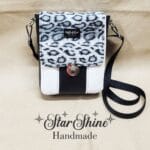 Black and White Snow Leopard Mini Mallory Crossbody. Full Front View.