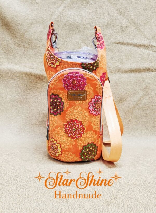 Front view of Orange Floral Mandala H2o2Go Crossbody Bag