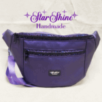 Purple Fanny Pack Sling Bag. Front View with zipper pocket of Purple Ferris Hip Bag and Sling.