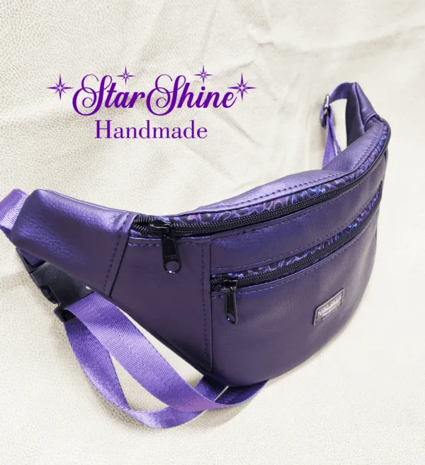Side view of Purple Ferris Hip Bag and Sling.