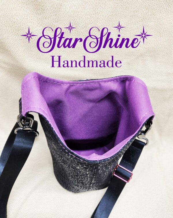 Interior view of Purple Goddess H2o2Go Crossbody Bag