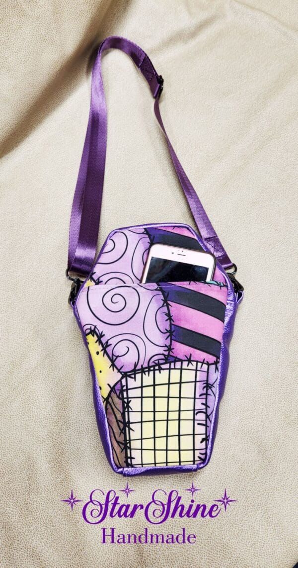 NBC Sally Printed Coffin Crossbody. Rear View.