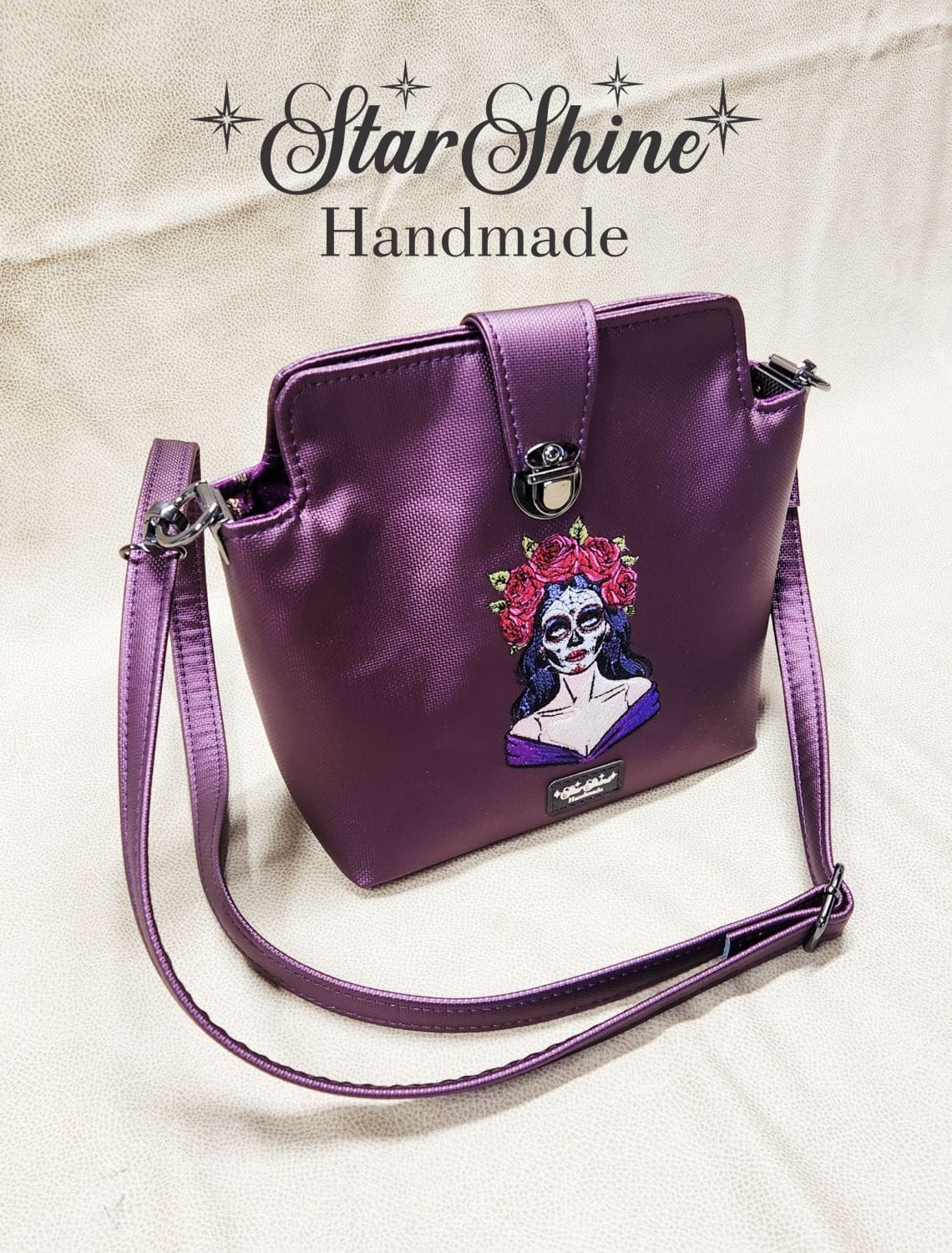 Sangria Los Muertos Crossbody. Front/Side View.