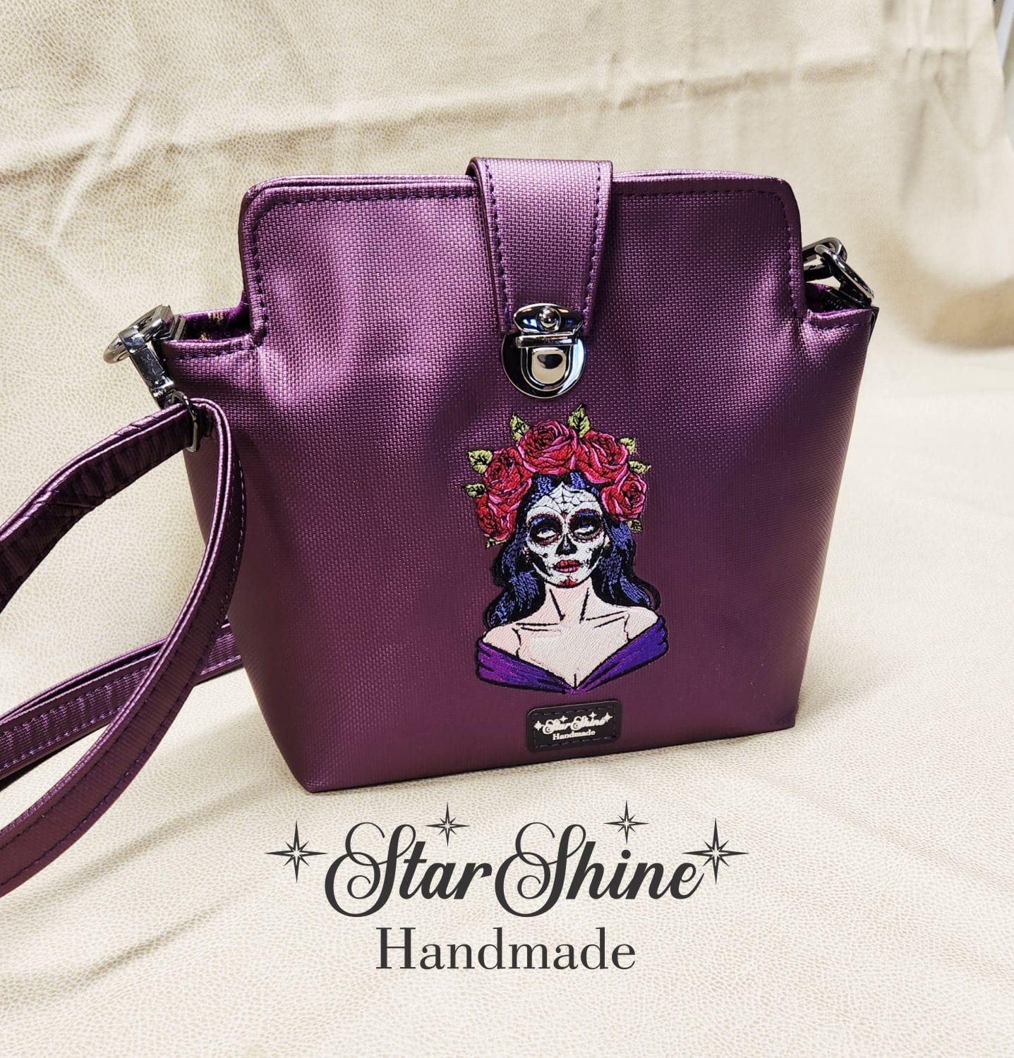 Sangria Los Muertos Crossbody. Front View.