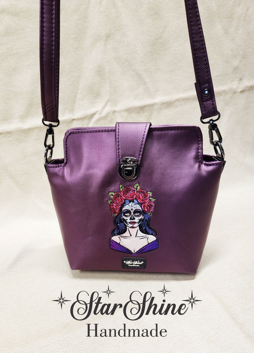 Sangria Los Muertos Crossbody. Front View.