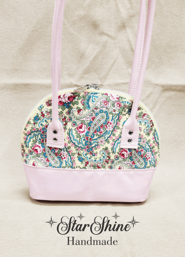 Yellow and Pink Paisley Floral Bowler. Rear View.