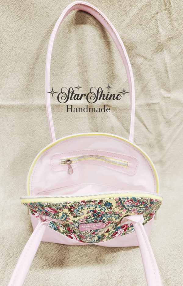 Yellow and Pink Paisley Floral Bowler.Yellow and Pink Paisley Floral Bowler. Top interior view.
