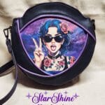 Purple and Black Anoukis Crossbody. Front View.