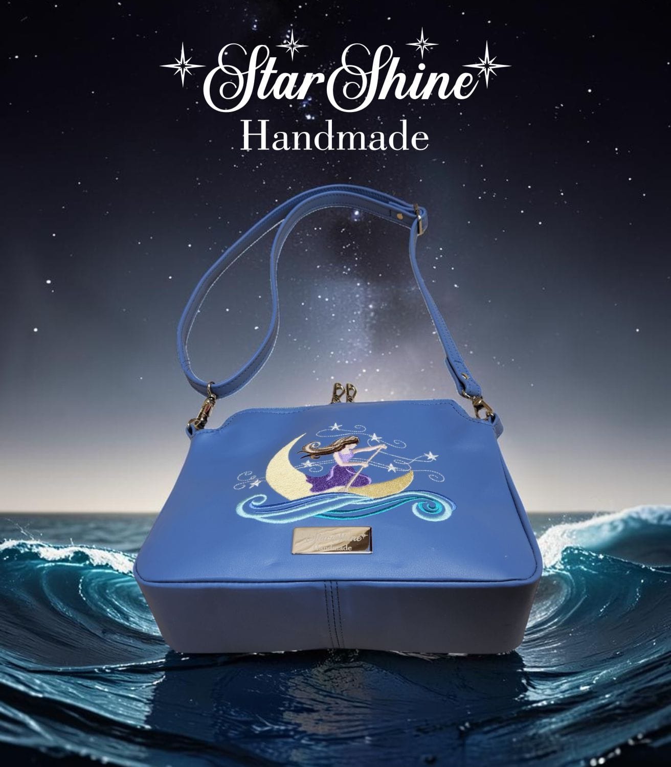 The Dreamer Small Blue Crossbody. Bottom View