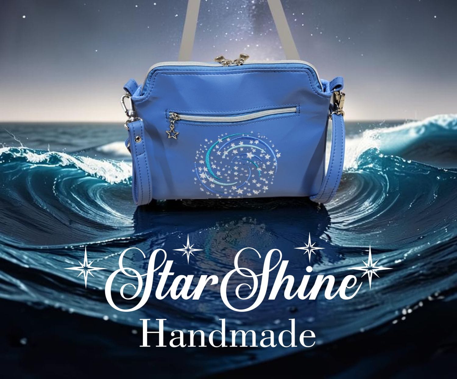 The Dreamer Small Blue Crossbody. Rear View