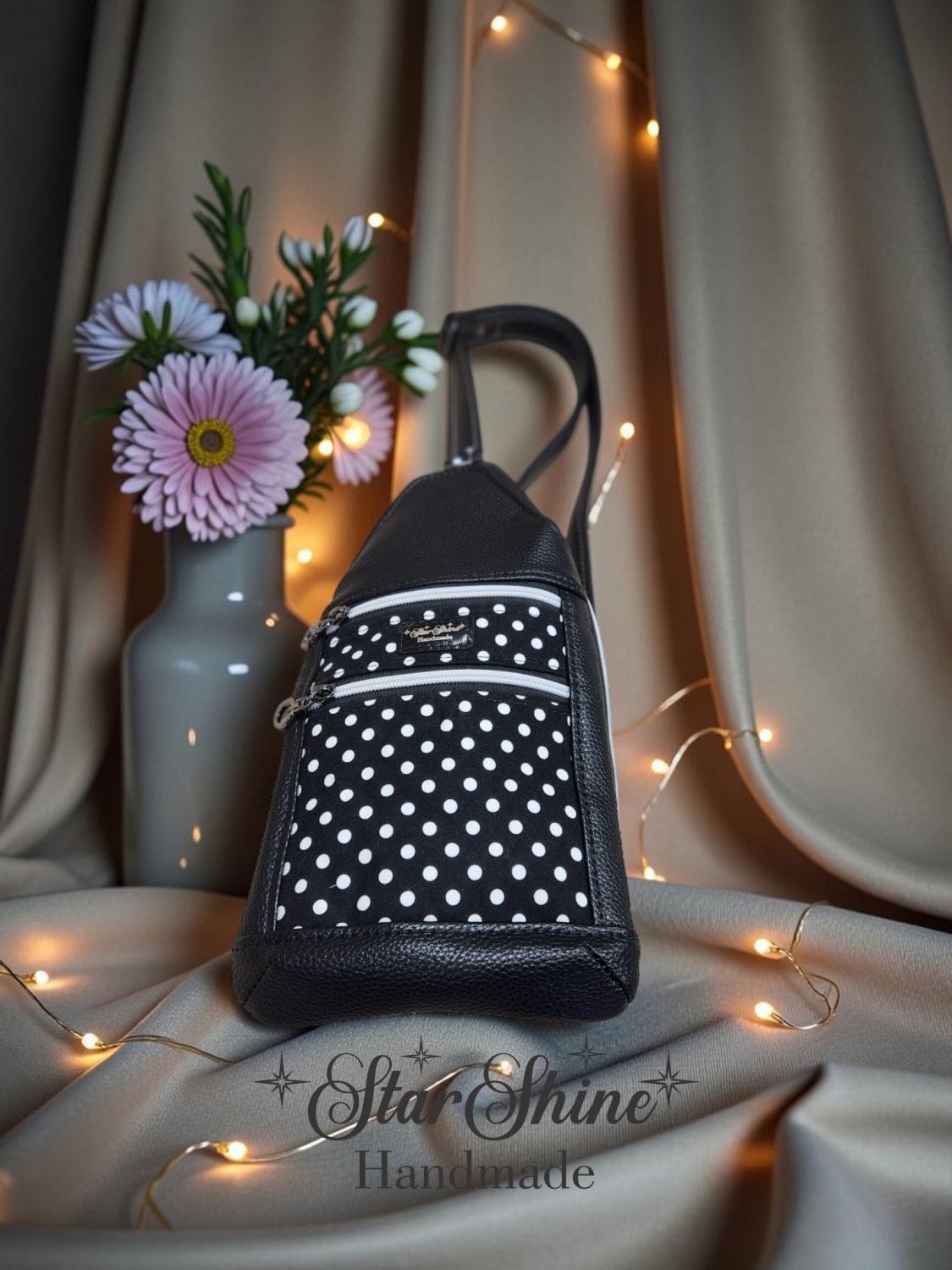 Black and White Polka Dot Fielder. Bottom View.