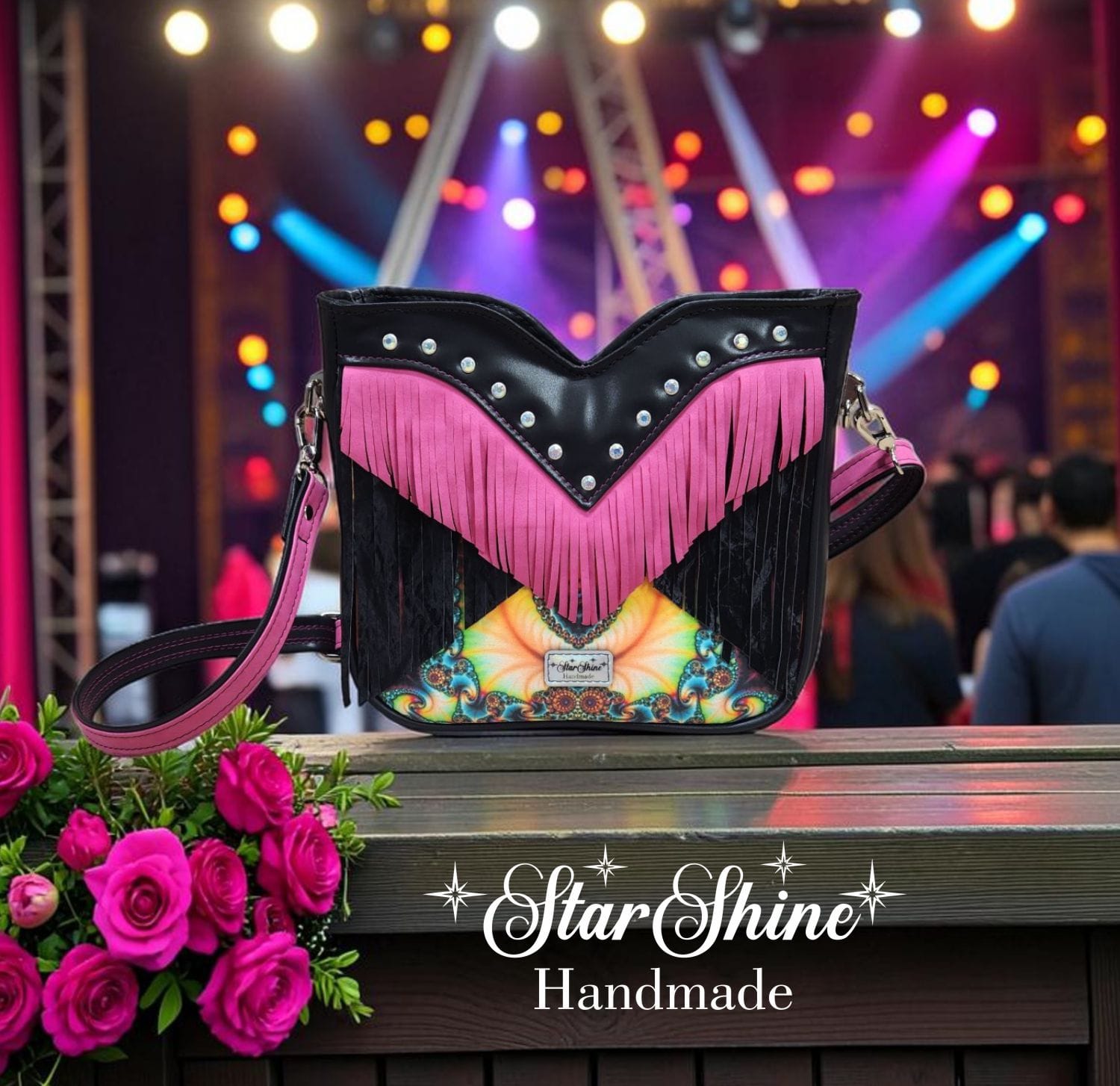 Colorful Fringe Bag. Front View