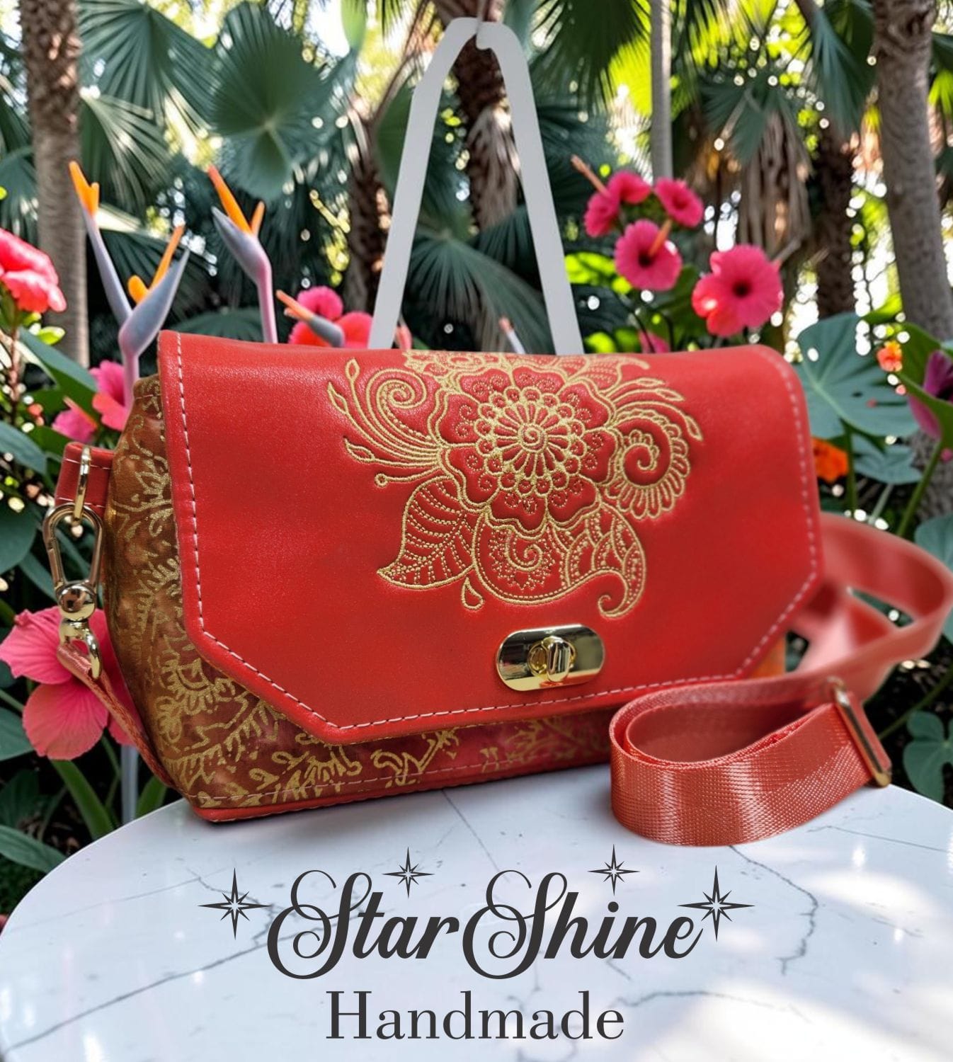 Coral and Rose Batik. Front View.