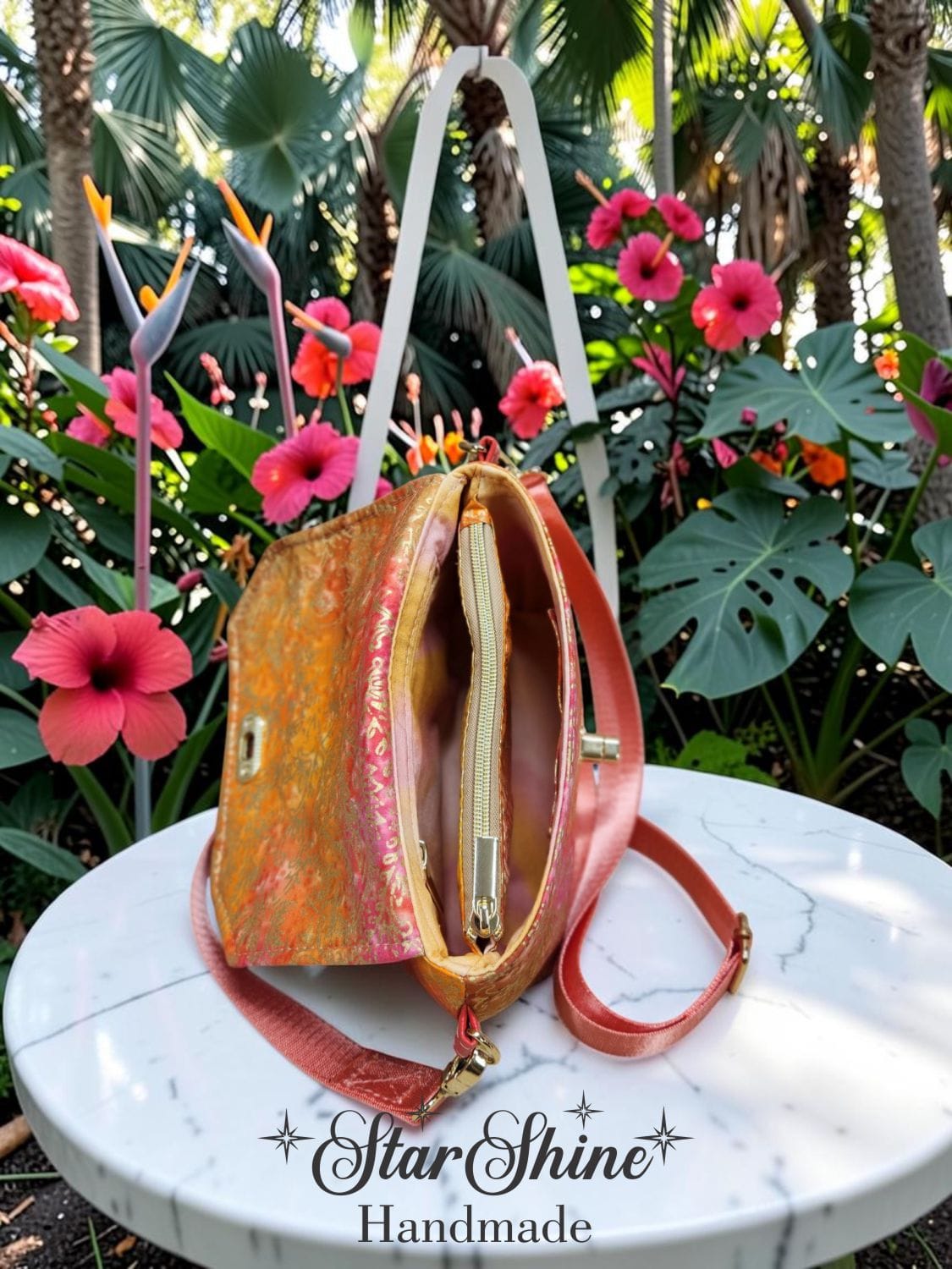 Coral and Rose Batik. Side View.