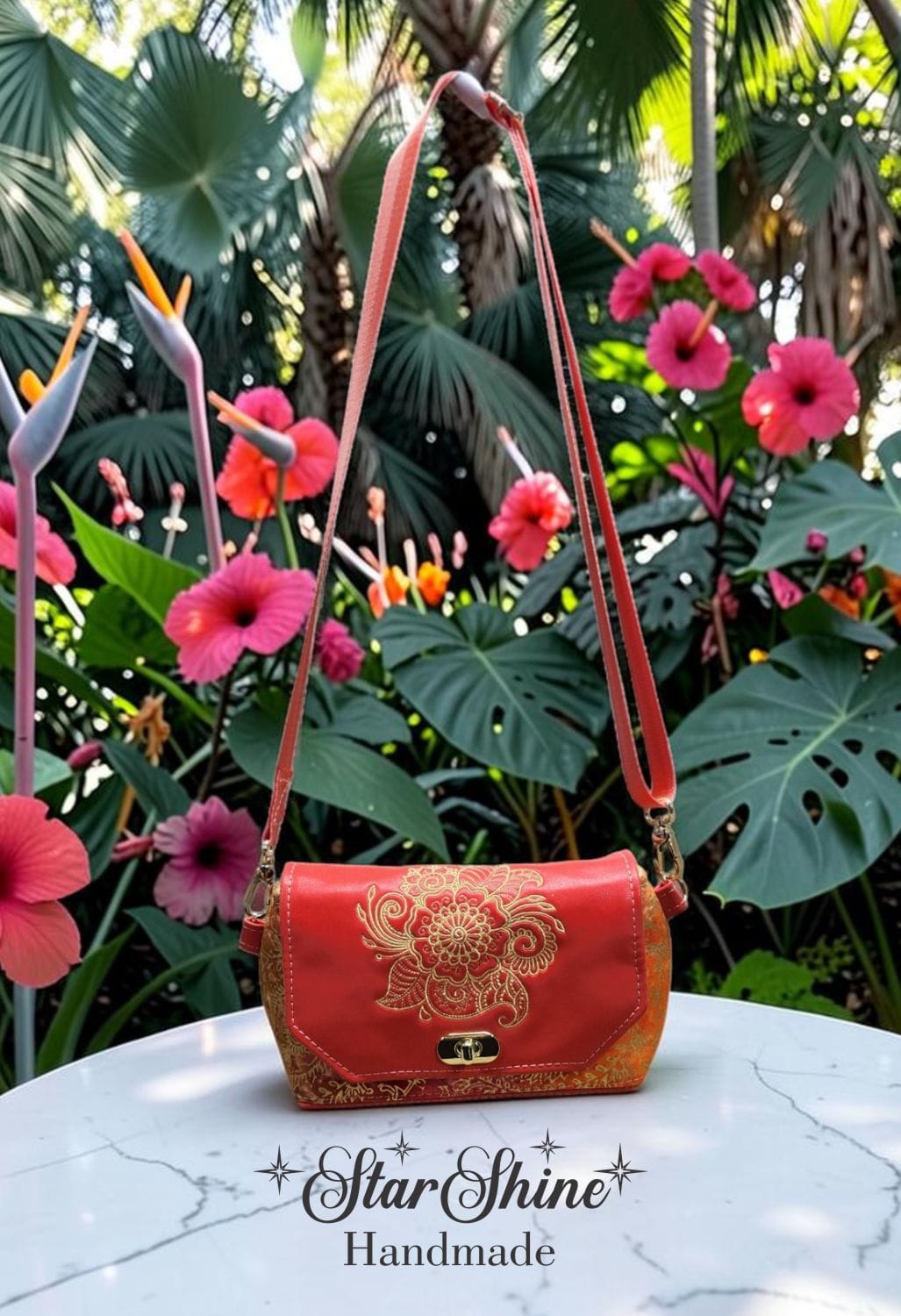 Coral and Rose Batik. Front View.