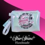 Iridescent Sarcastic Wristlet. Front View