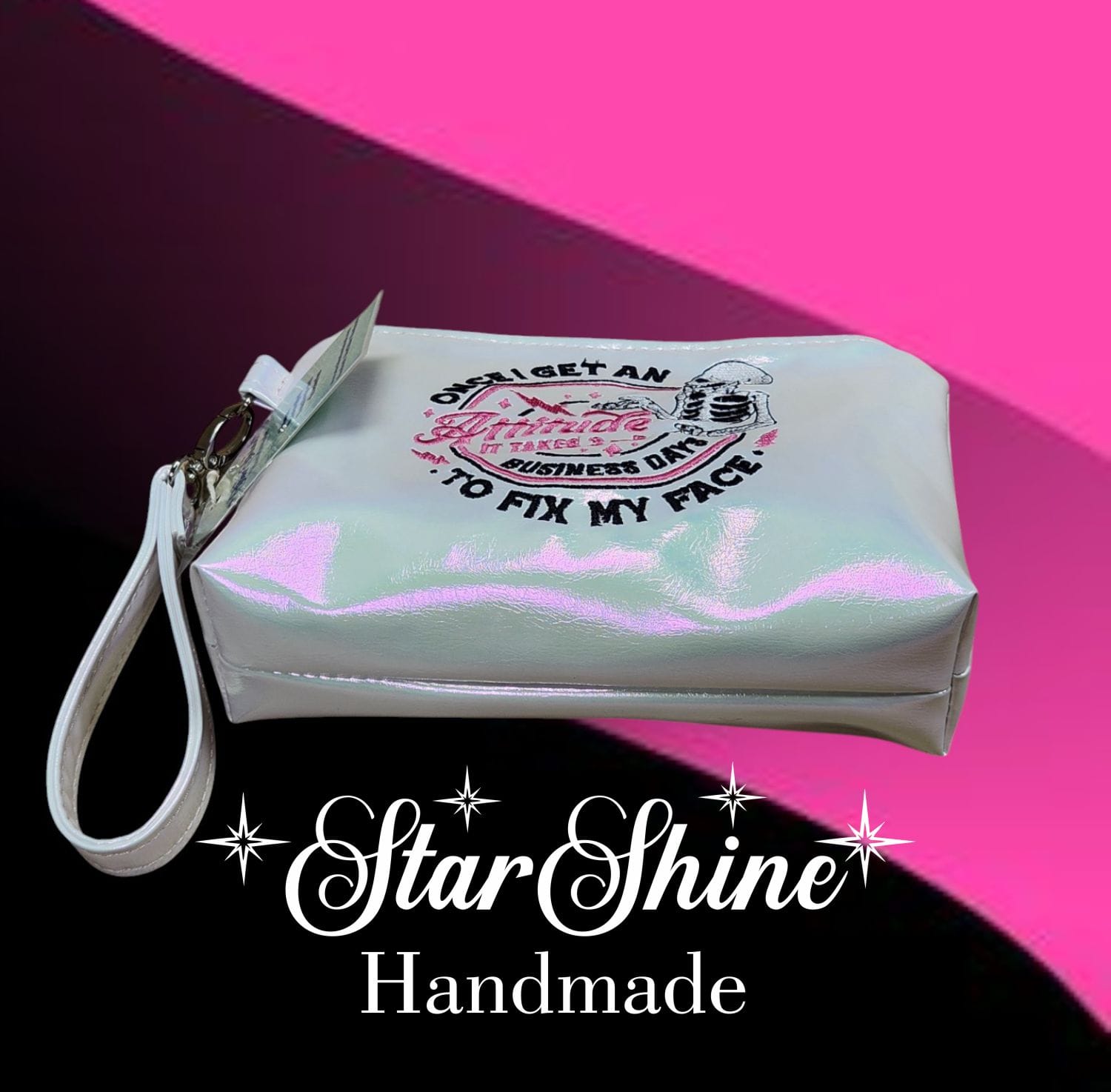 Iridescent Sarcastic Wristlet. Bottom View.
