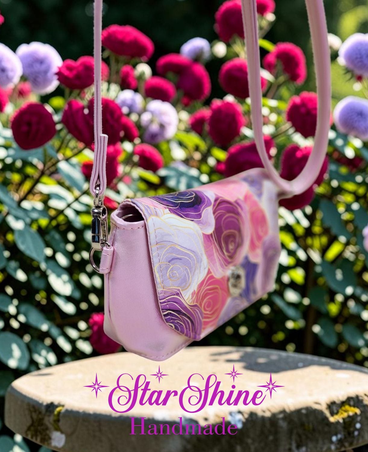 Pink Roses Bangle. Side View.