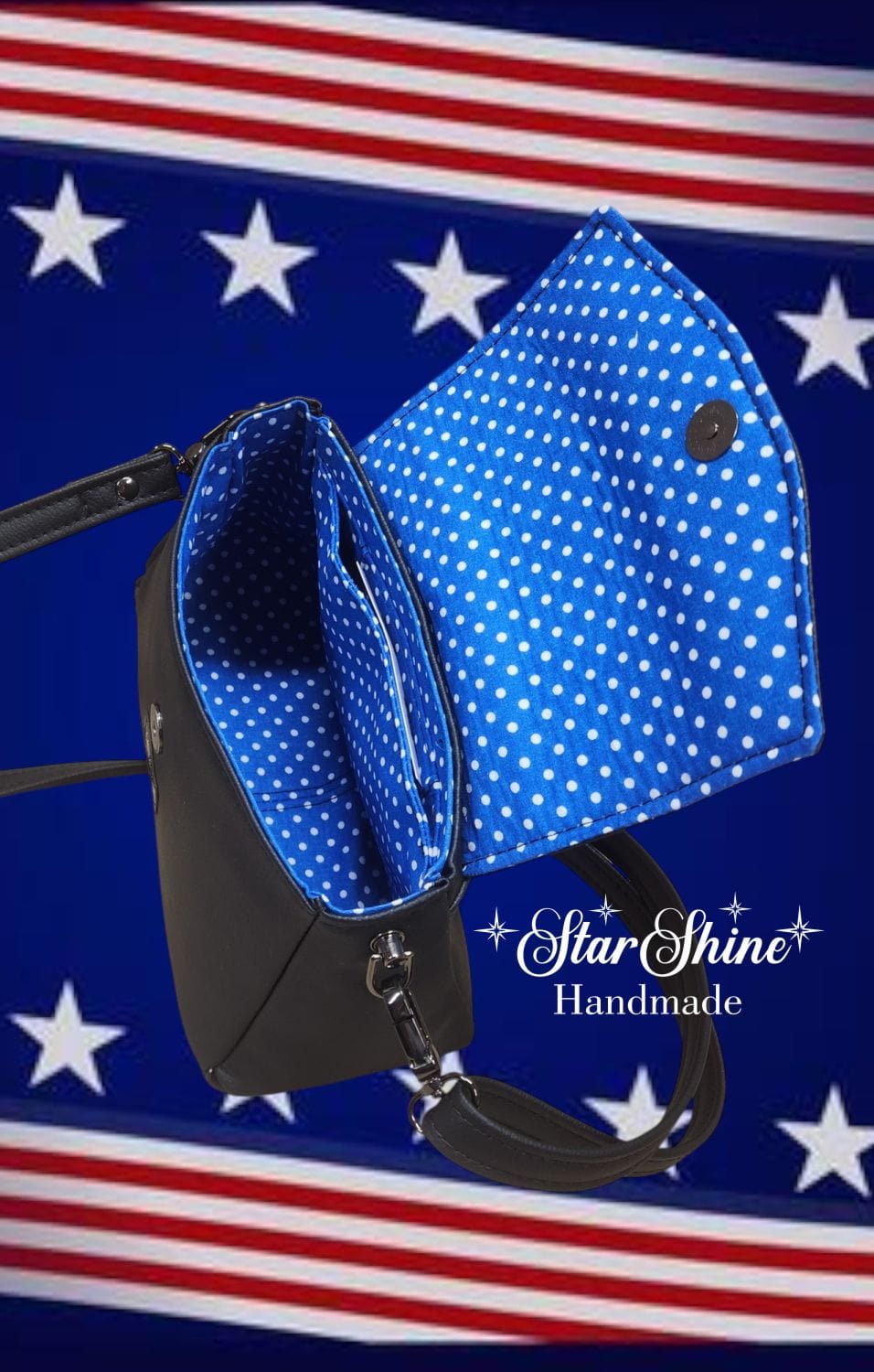 Rosie Riveter Crossbody. Interior View.