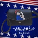 Rosie Riveter Crossbody. Front View.