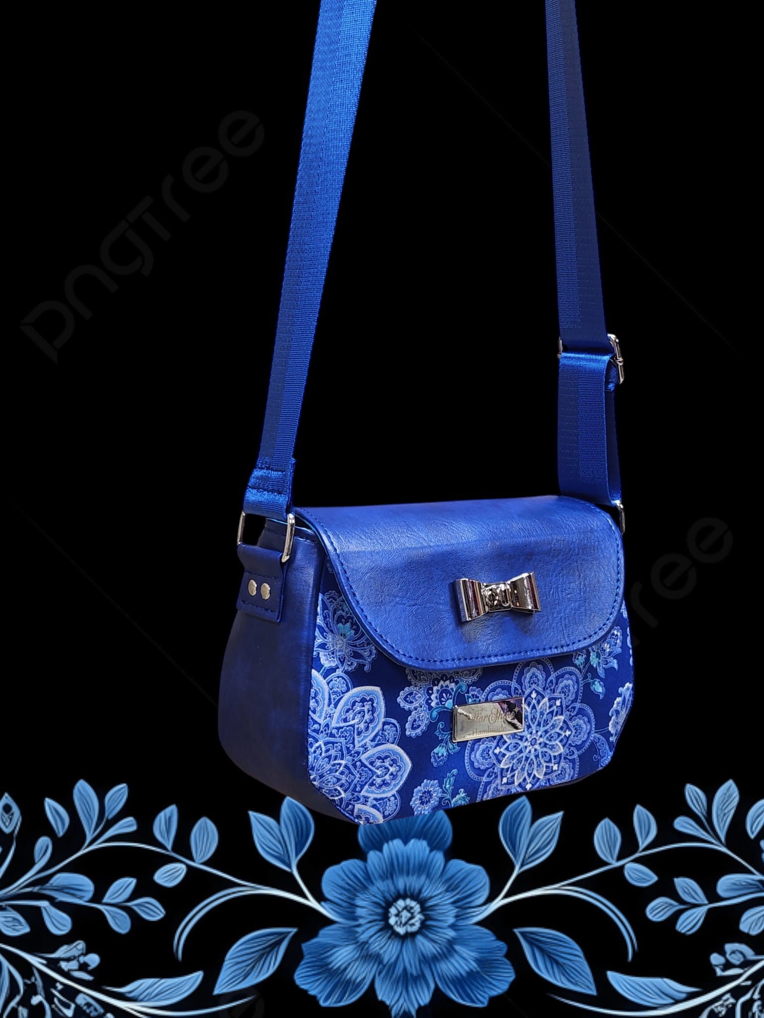 Blue Mandala Mable Crossbody . Front/Side View