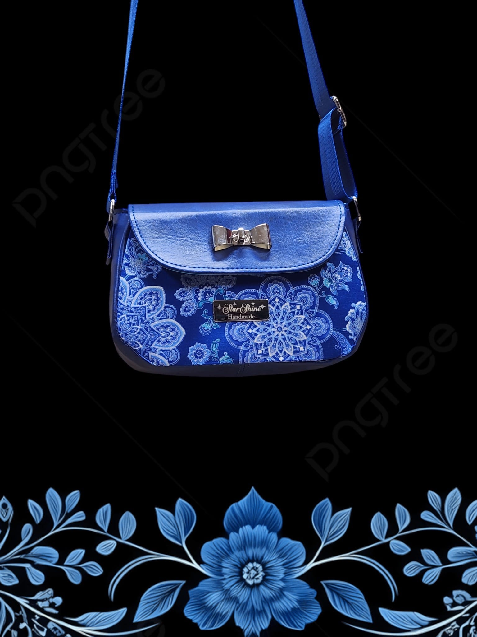Blue Mandala Mable Crossbody . Front View