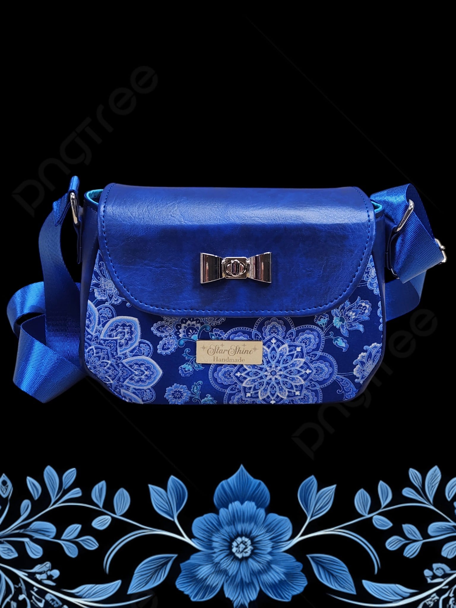 Blue Mandala Mable Crossbody . Front View