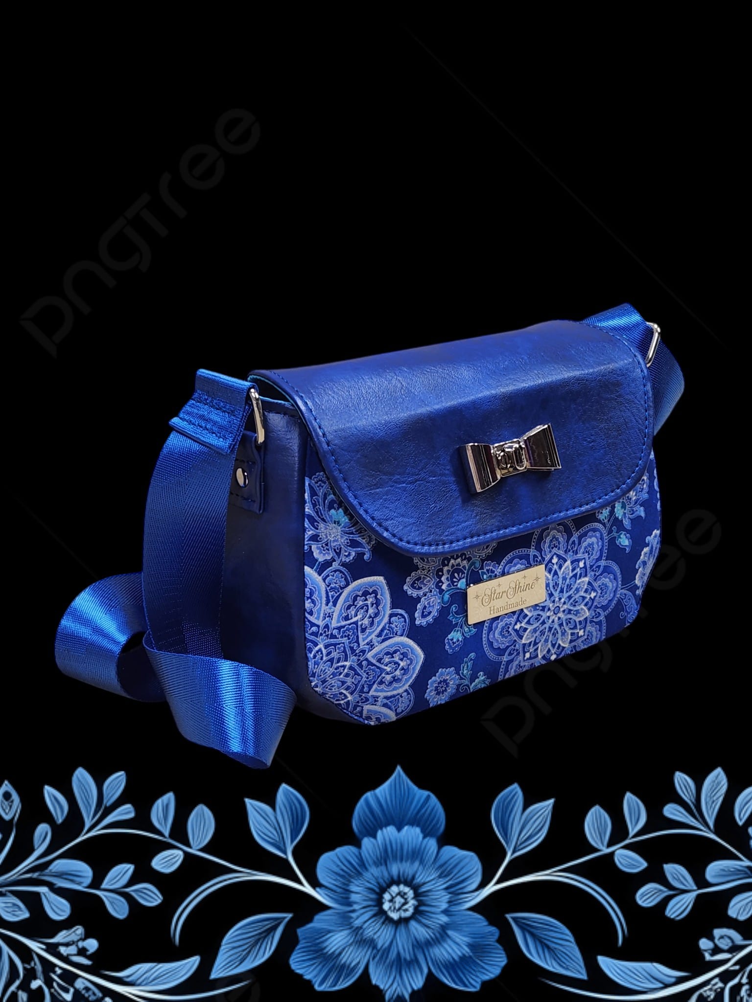 Blue Mandala Mable Crossbody . Front/Side View