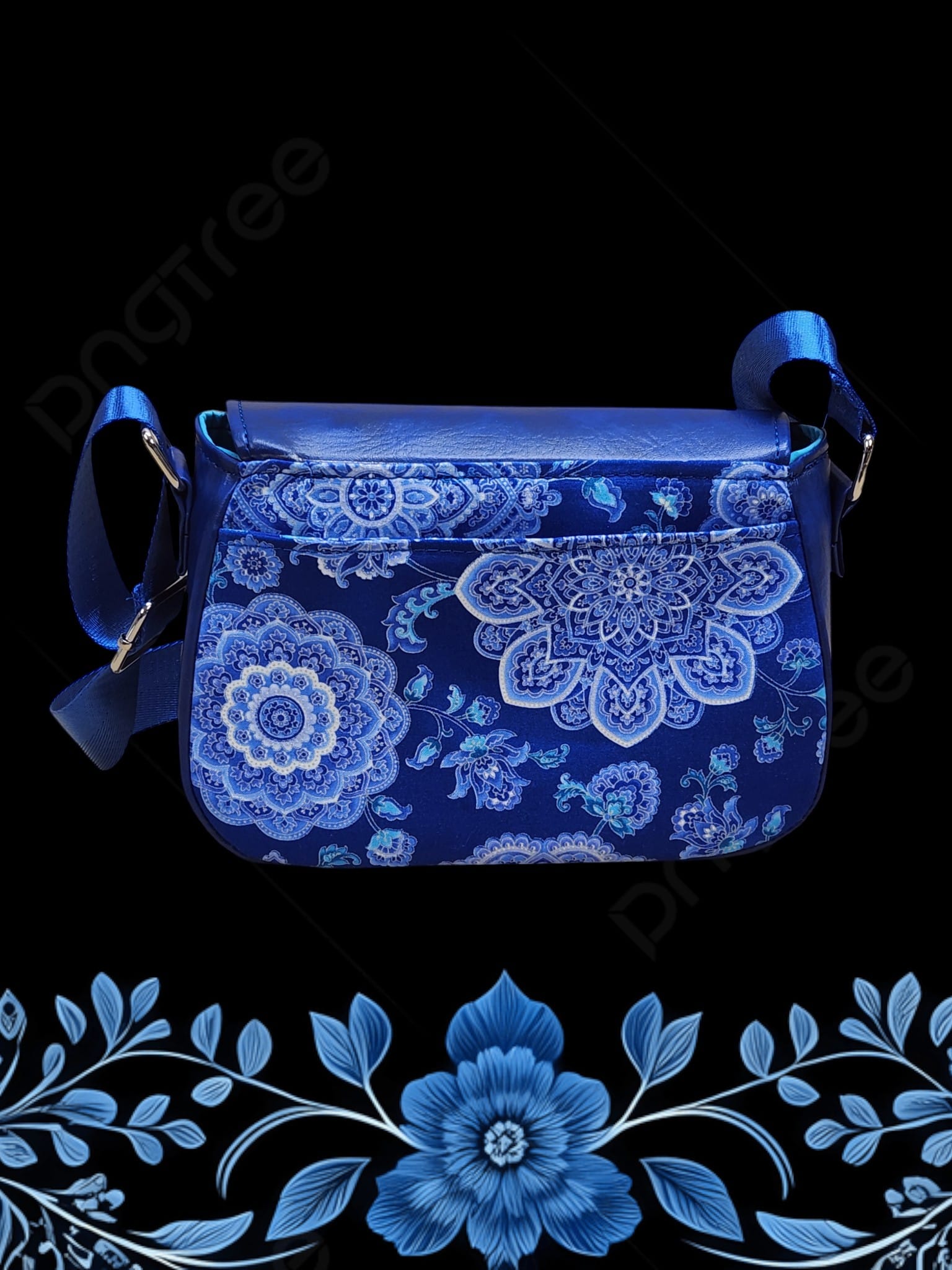 Blue Mandala Mable Crossbody . Rear View.