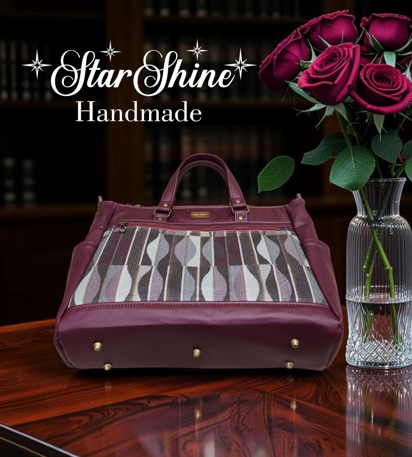 Burgundy Classic Tote. Bottom View.