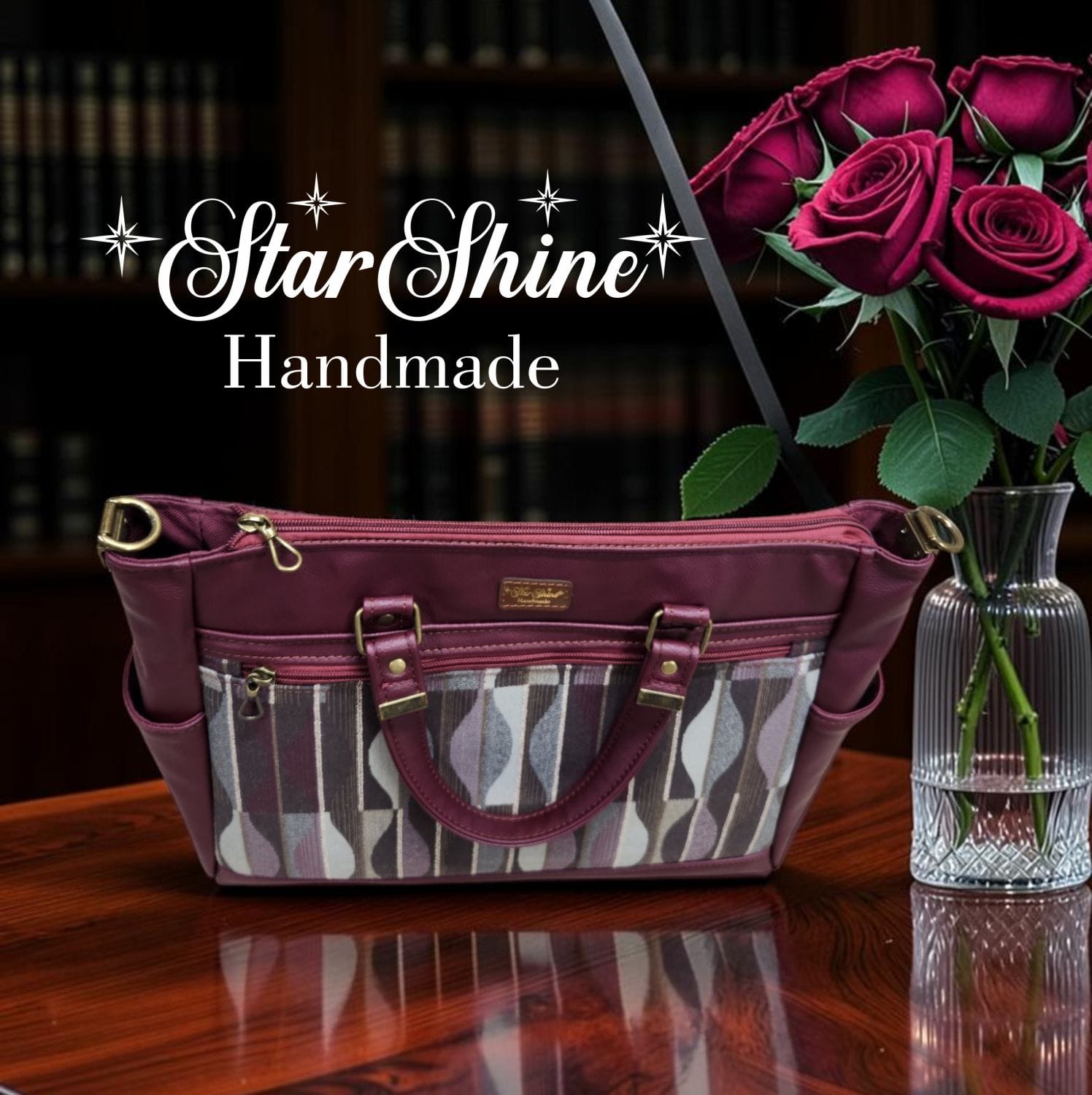 Burgundy Classic Tote. Front View.