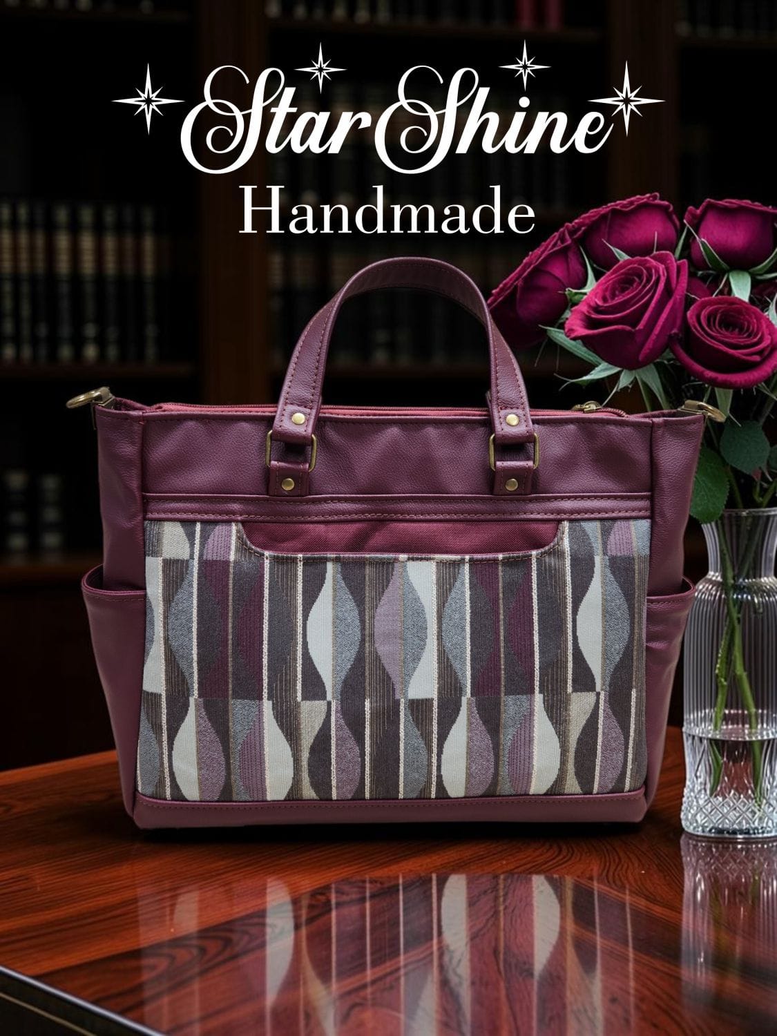 Burgundy Classic Tote. Rear View.